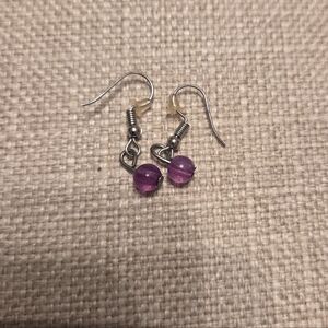 Purple Beaded Dangle Earrings